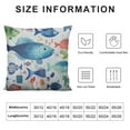 thumbnail image 5 of COMIO  Blue Throw Pillow Cushion Cover, Artisan Fish Patterns with Wavy Lines and Sky Cloud Motifs Marine Sea Life Image, Decorative Square Accent Pillow Case, Seafoam Blue, 5 of 5