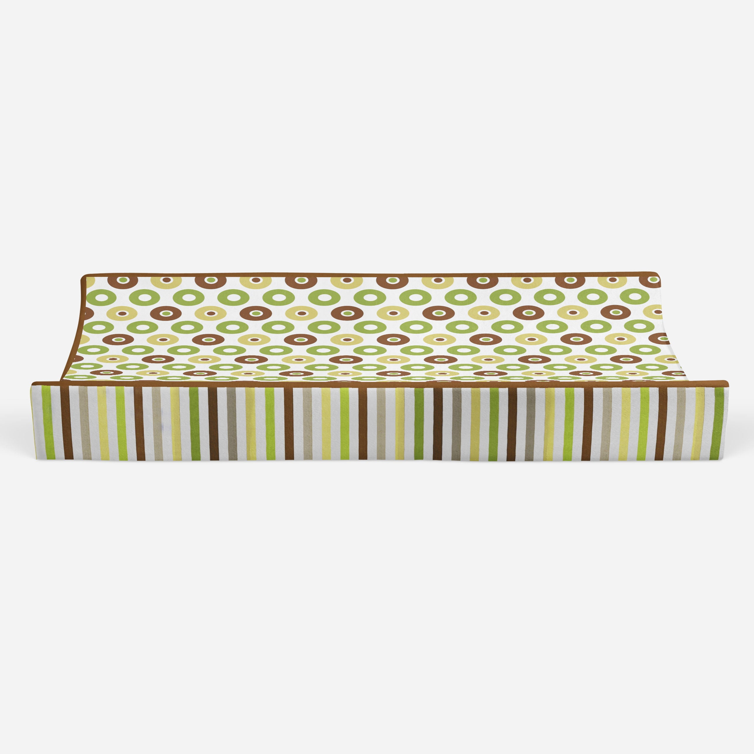 Bacati - Mod Dots/Stripes Green/Yellow/Beige/Brown Neutral Quilted Changing Pad Cover