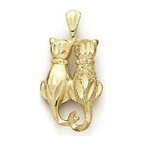 14k Yellow Gold Small Double Cat Pendant - 1.3 Grams