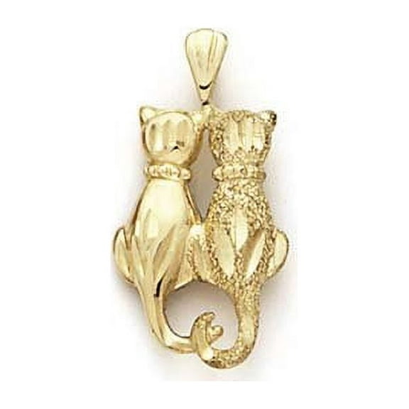 14k Yellow Gold Small Double Cat Pendant - 1.3 Grams