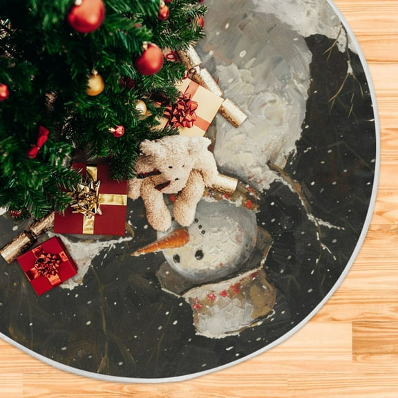 Snowmans Christmas Tree Skirt Xmas Tree Skirt Christmas Decorations Indoor for Holiday Party Decorations