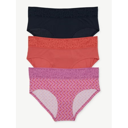 

Joyspun Women s Modal and Lace Hipster Panties 3-Pack Sizes to 3XL