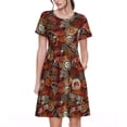 thumbnail image 1 of Vsdgher Timbre Café pour Femmes Été 2025 Décontracté Robes Midi Maxi Légères Manches Courtes Col Rond Robe de Plage, 1 of 6