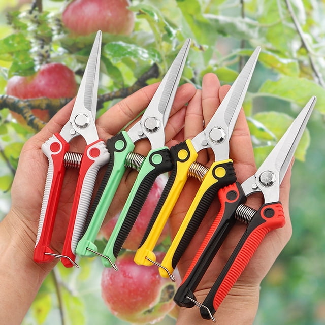 Podar tijeras para jardín | Tijeras de acero inoxidable para árboles frutales, mango ergonómico antideslizante afilado, cortador de ramas y flores resistente, amarillo/rojo/verde/gris, 8 pulgadas