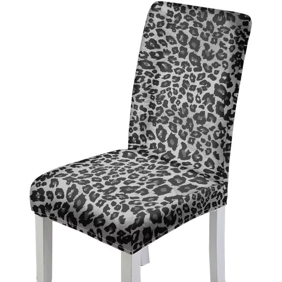 Parsons Chair Covers Set of 4 Stretch Universal Fit Washable Seat Protector Pet Friendly Dining Room Chair Slipcovers for Dining Room Home Restaurant Hotel, Leopard Print Gray