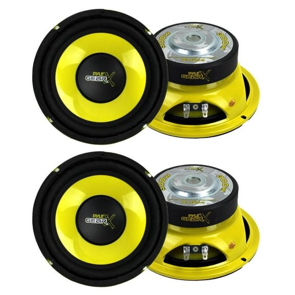 Pyle PLG64 6.5" 1200W Car Audio Mid Bass/Midrange Subwoofer Speaker Set, 2 Pair
