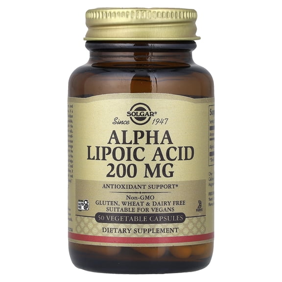 Solgar Alpha Lipoic Acid 200 mg Vegetable Capsules, 50 Ct