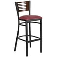 thumbnail image 2 of BizChair 2 Pk. Black Slat Back Metal Restaurant Barstool - Walnut Wood Back & Seat, 2 of 7