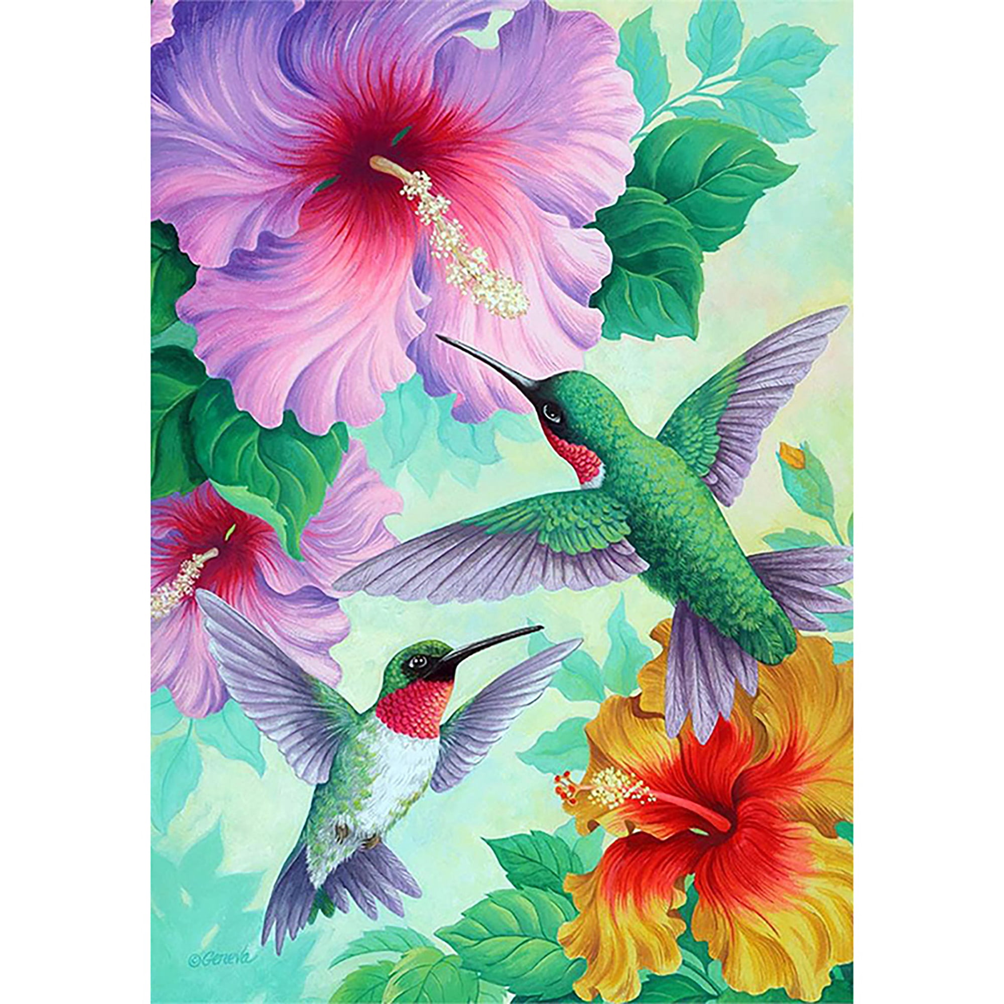 5D DIY Purple Flowers Hummingbird Diamond Painting Embroidery Cross Stitch Craft