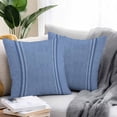 thumbnail image 2 of Blue Navy Striped Outdoor Pillow Covers Set of 2 Fabric Texture Ocean Vintage Style Waterproof Throw Pillow Case Decorative Square Cushion Cover for Patio Couch Garden Balcony, 18"x18", 2 of 9
