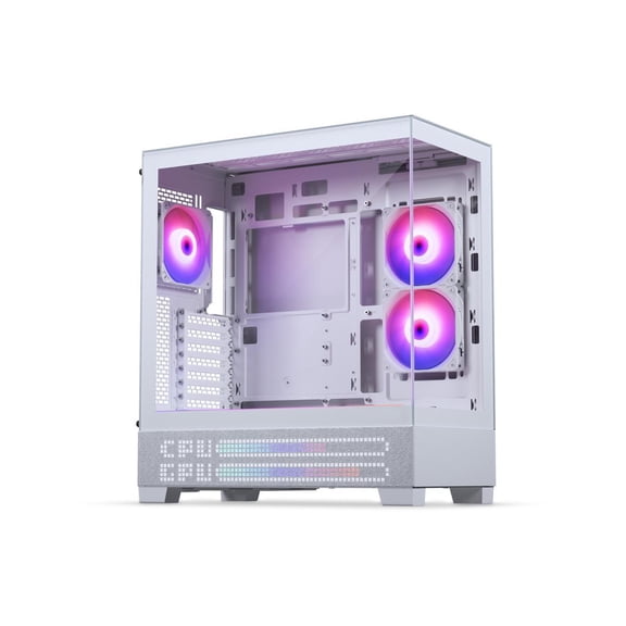 Phanteks XT View Matrix Mid-Tower ATX Gaming PC Case, 600-LED Matrix Display, Tempered Glass Front & Side Panels, USB-C 3.2 Gen2, 3x D-RGB Fans Included, Rear-Connector Ready, Grey White