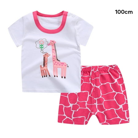 

Journey Children s Boys Girls Pajamas Summer Thin Cotton Soft Comfy Sleepwear Clothes Set For Home(Red Deer 100cm)