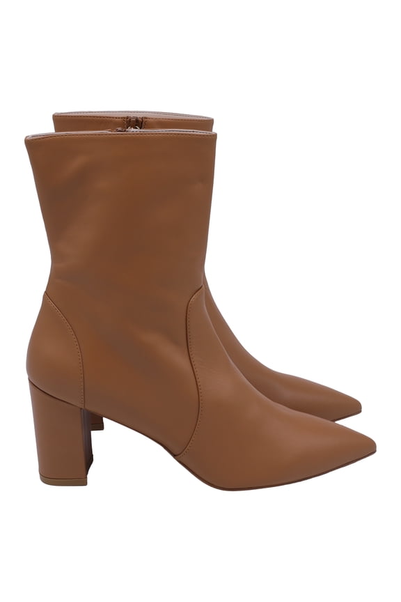 Pre-Owned Stuart Weitzman Renegade Pointed-Toe Ankle Boots in Brown Leather