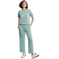 thumbnail image 5 of Ekouaer Lounge Sets for Women 2 Piece Matching Travel Outfits 2026 Loose Short Sleeve Top Wide Leg Pants Pockets, 5 of 6