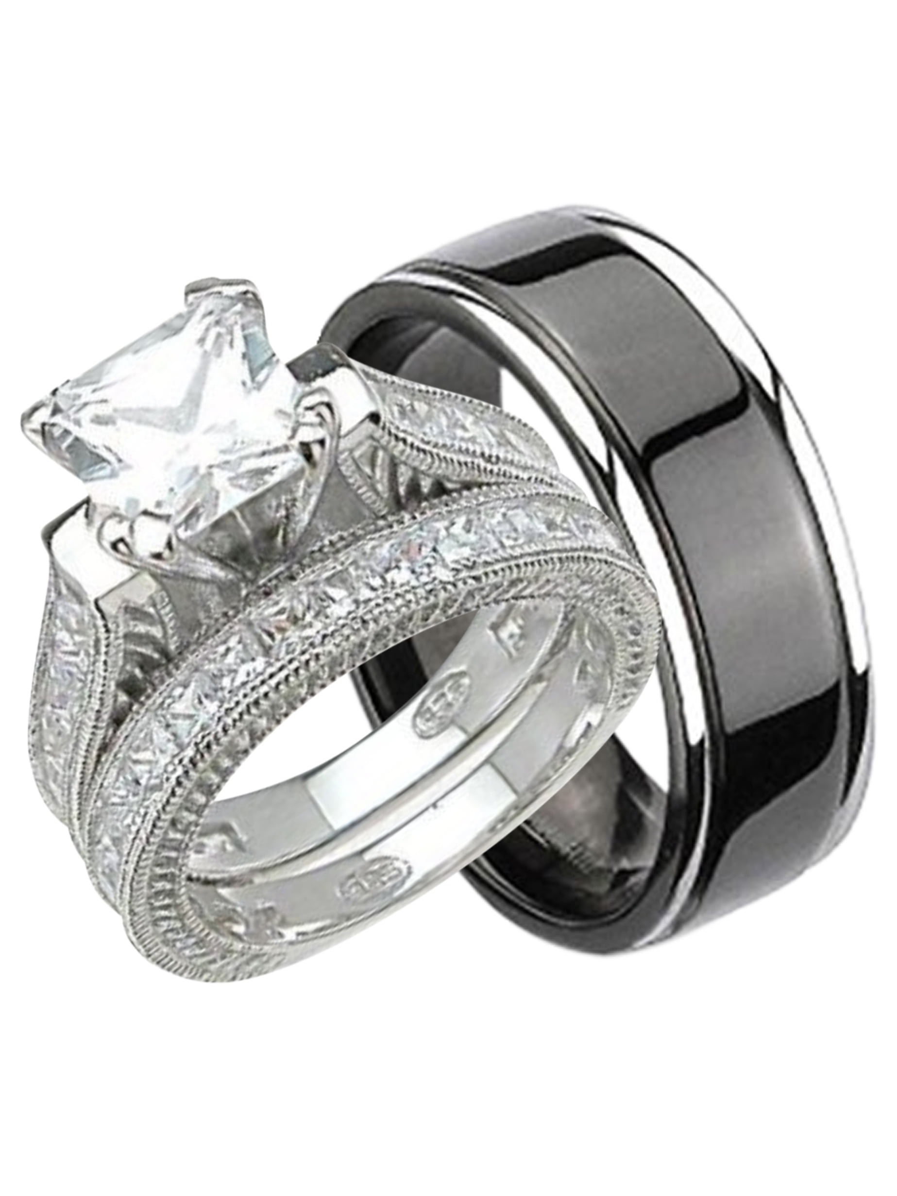 His and Hers Wedding Ring Set Matching 