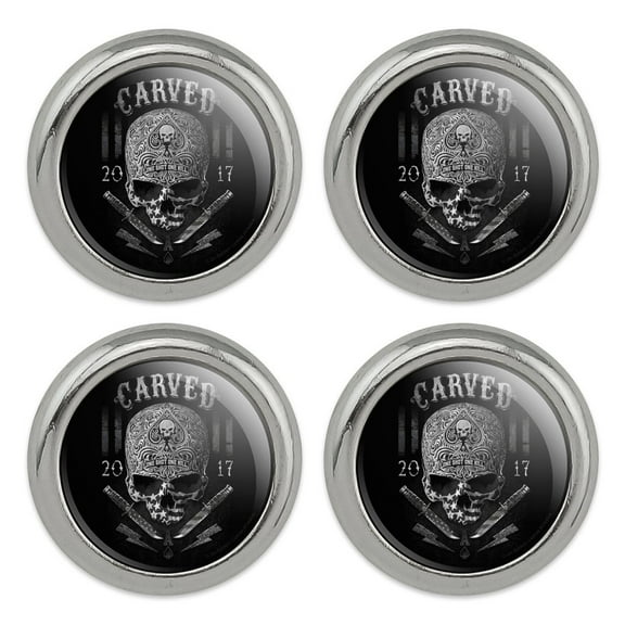 Carved One Shot Kill USA Flag Skull Tactical Metal Craft Sewing Novelty Buttons - Set of 4