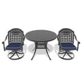 thumbnail image 2 of FFZ 3-Piece All-Weather Cast Aluminum Dining Set, Include 2 Swivel Chairs And 39.37" Round Table With Black Frame, 2 of 6