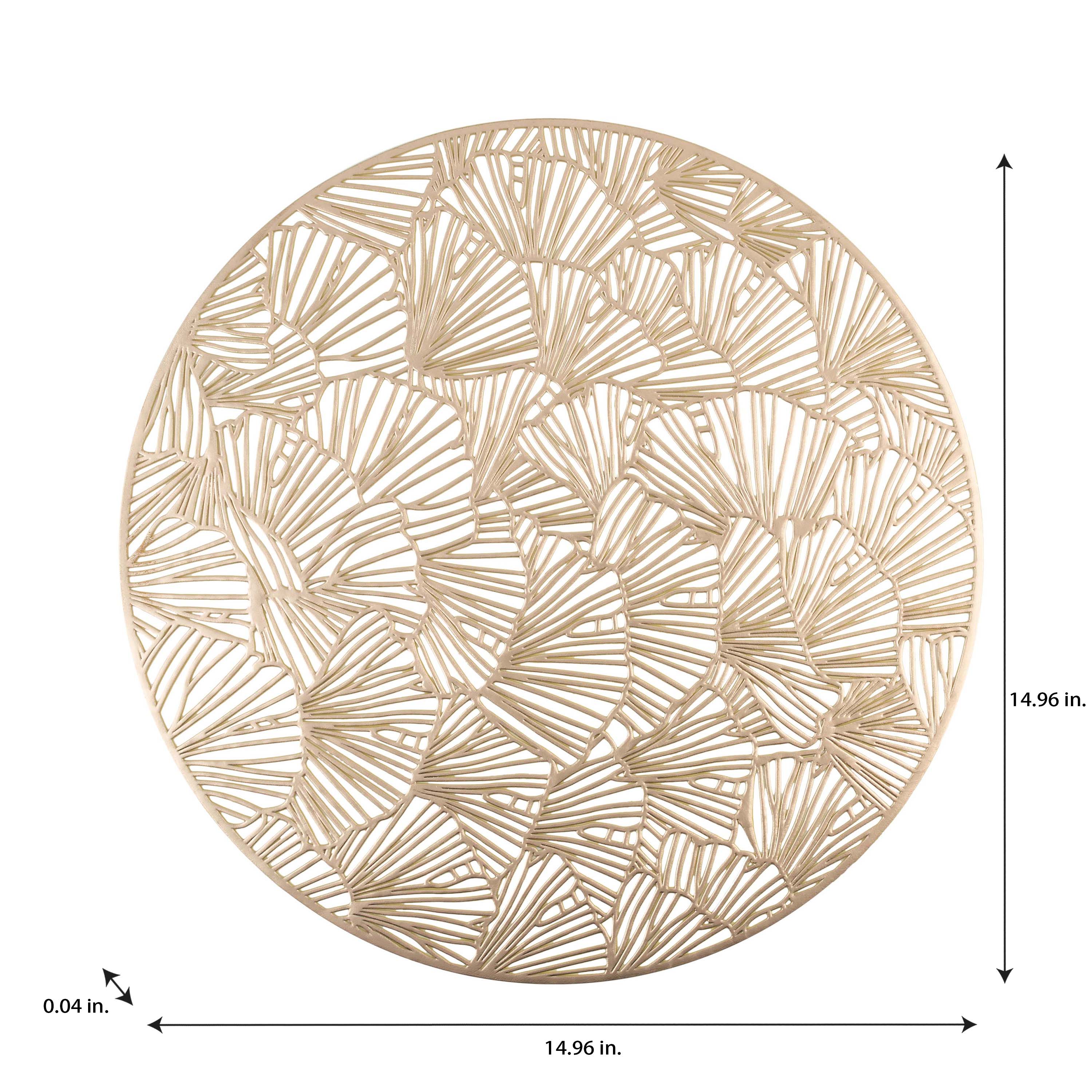 Home Details Set of Four Round Shell Laser Cut Table Place Mat, Gold