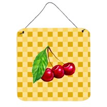 Carolines Treasures BB7224DS66 Cherries on Basketweave Wall or Door Hanging Prints 6x6 multicolor