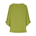 thumbnail image 5 of LLYWEY Tunic Tops for Women Button Crew Neck Summer T-Shirt Ruched Front Short Sleeve Tops, Green-a XXL, 5 of 7