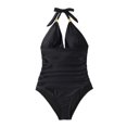 thumbnail image 3 of Traje de Baño Conjuntos de bikini Tirantes finos Traje de baño Control de barriga para mujer (Negro M) Cgtredaw Negro T M para Mujer, 3 of 7