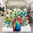 thumbnail image 2 of Manfei Colorful Cute Peacock Twin Sheet Sets,Zoo Animal Twin Fitted Sheet,Oil Painting Aesthetic Flat Sheet For Girls Kids,Luxury Bedroom Decor,3 Pieces, 2 of 7