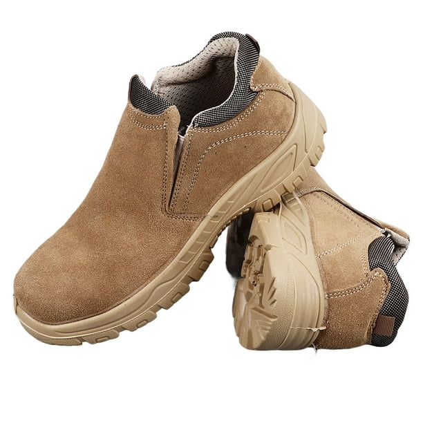 Zapatos De Trabajo Antideslizantes Para Hombre, Cómodos Y Transpirables Con Puntera De Acero De Gamuza, Resistentes Al Calor Para La Industria De Almacenes De Construcción