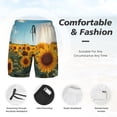 thumbnail image 3 of Fuzoiu Sunlit Sunflower Field Print Men's Swim Shorts,Quick-Dry Double-Layer Swim Trunks,Board Trunks,Beach Shorts Swimwear Bathing Suits-3X-Large, 3 of 6