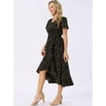 thumbnail image 2 of DARING DIVA Floral Midi Flutter Sleeves V Neck Design Dress S Black, 2 of 6