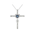thumbnail image 2 of RYLOS Matching Jewelry 14K White Gold Claddagh Ring & Cross Necklace. Heart Gemstone & Diamonds, 6MM Alexandrite June Birthstone; Size 9, 2 of 9