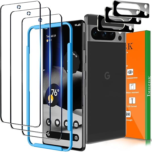 xixishop 3 Pack Screen Protector for Google Pixel 8 Pro Tempered Glass with 3 Pack HD Camera Lens Protector Accessories, Supports Fingerprint Unlock & Temperature Sensor