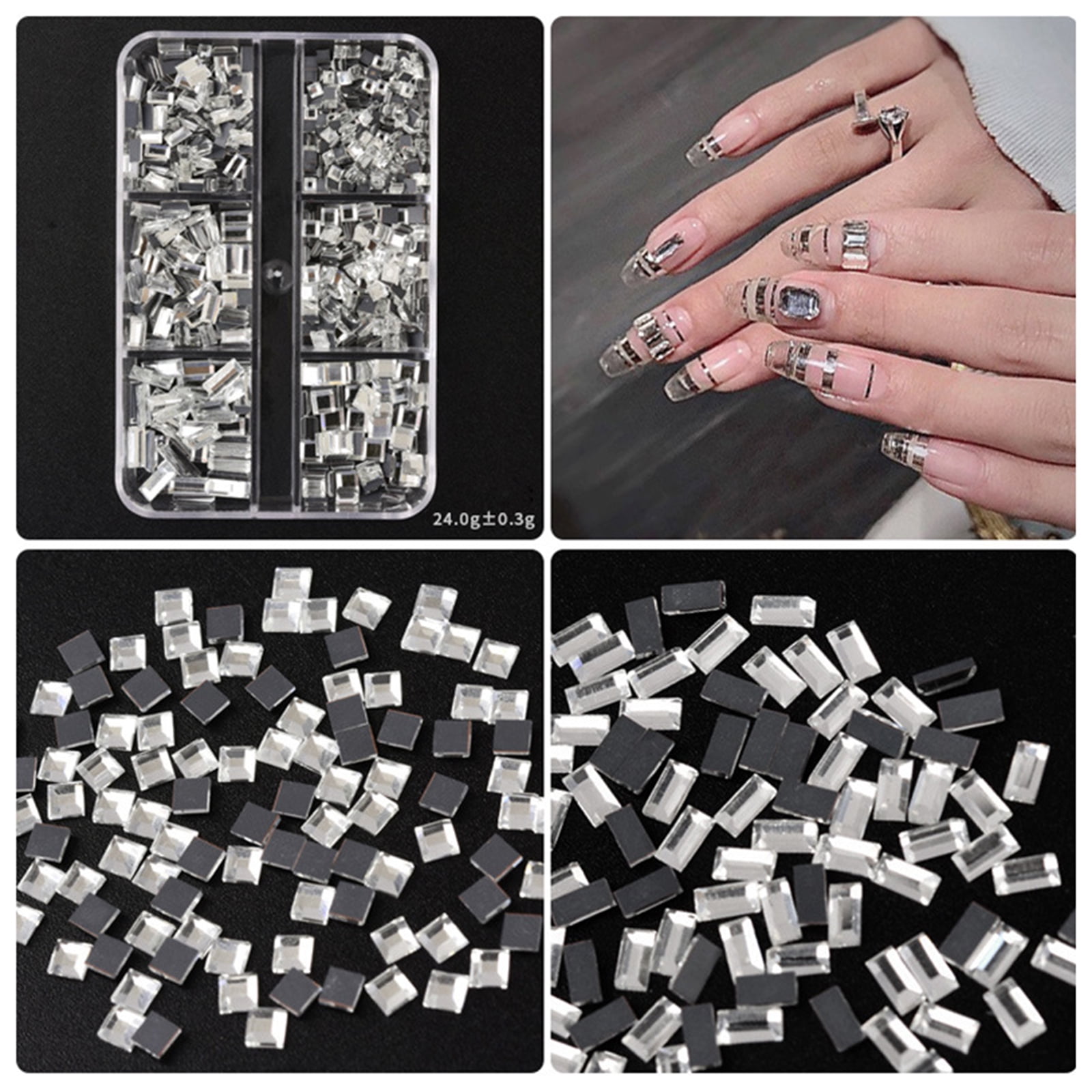 Set Of French Ballerina Rectangle Shape False Fingernails With Shiny  Rhinestones From Cuteage, $2.13 | DHgate.Com