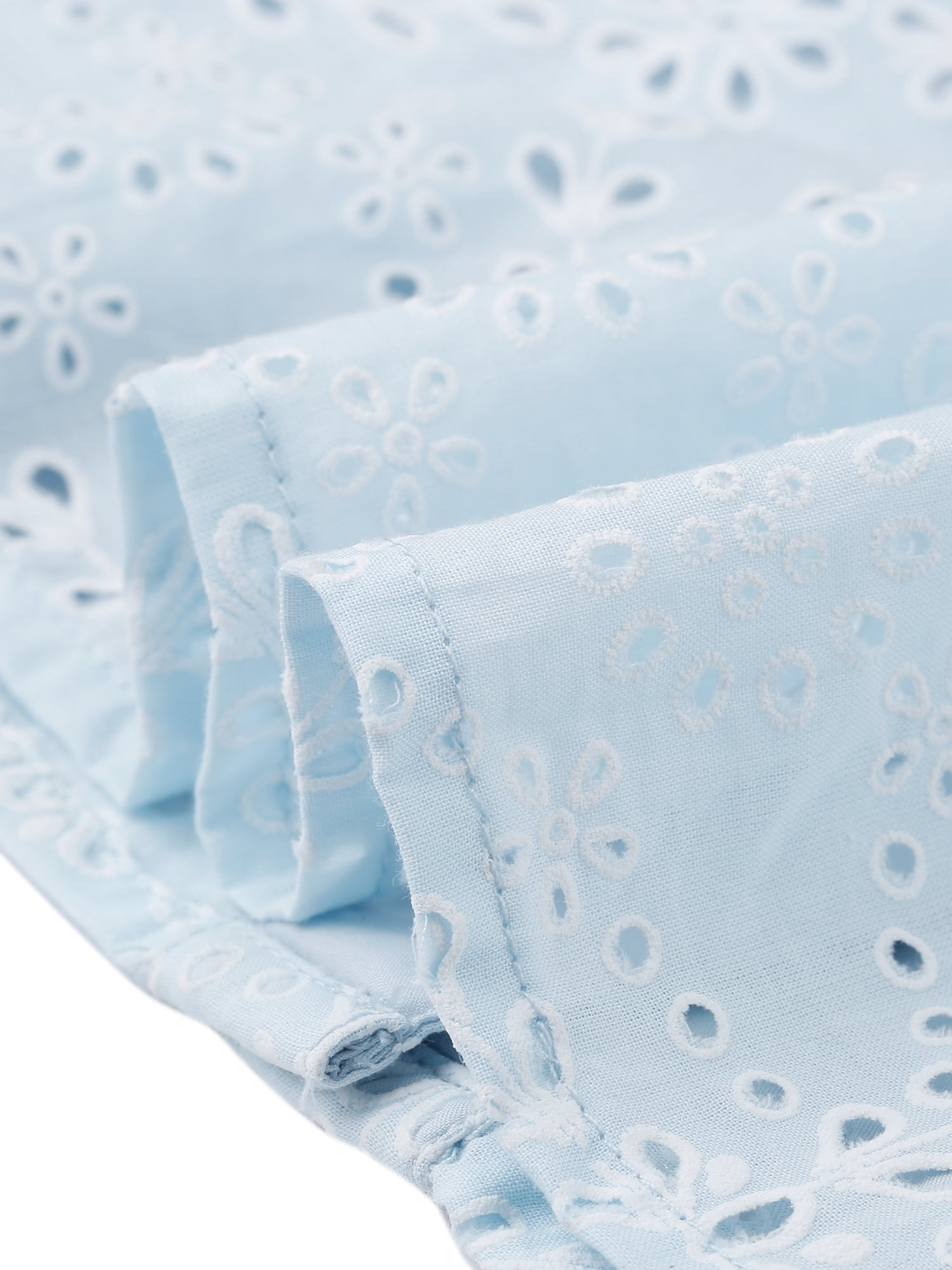 DARING DIVA Women's Eyelet Hollow Out Crochet Floral Embroidered Tank Top XL Light Blue