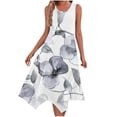 thumbnail image 2 of Ovzne Robes Grande Taille pour Femmes Rondes Robe de Plage Robes Sans Manches Col Rond à Cordon Décontracté Robe Trapèze Mini Robe Grande Taille en Liquidation, 2 of 7