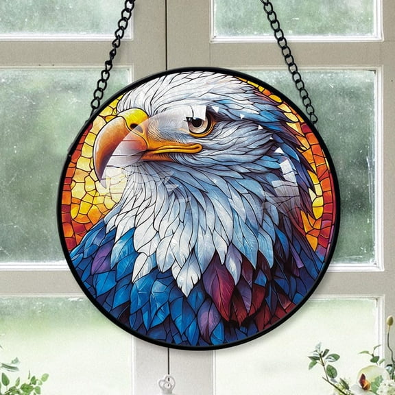 Customized Bald Eagle Stained Glass Panel Sun Catcher - Pretty Gift, Home Garden Decoration for Christmas, Party, Wedding 77mnc6