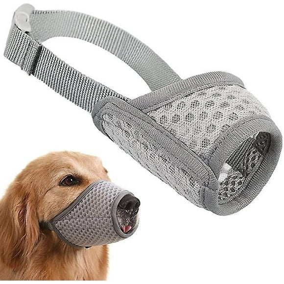 Dww-masque Pour Chien Masque En Maille Souple (gris, Xl) - Masque Pour Chien Respirant Rglable, Masque Pour Chien, Masque Anti-morsure Et Anti-aboieme