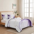 thumbnail image 5 of Twin Quilt Set 68''x86'', Marble Purple Lightweight Summer Bedspread Coverlet Set with 2 Pillow Shams, Gold White Modern Gradient Ocean Ripple Breathable All Season Quilt Bedding for Dorm/Bedroom, 5 of 9