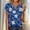 A121 Dark Blue, variant on Blouse for Women Elegant Floral Blossom Print Notch V Neck Short Sleeve Relaxed Fit Summer Casual Romantic Botanical Graphic Top
