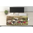thumbnail image 2 of Pug Computer Mouse Pad, Sibling Puppies with Floral Arrangement in Front Wooden Backdrop, Rectangle Non-Slip Rubber Mousepad X-Large, 35" x 15" Gaming Size, Fern Green Eggshell, by Ambesonne, 2 of 2