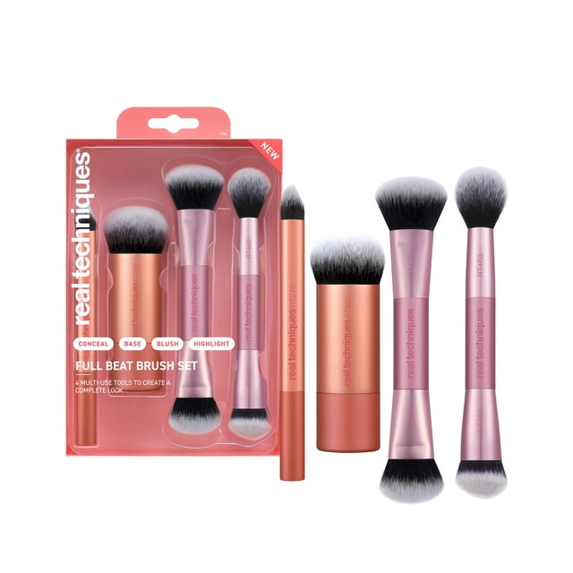 Set de brochas de maquillaje Real Techniques Full Beat, kit de 4 piezas