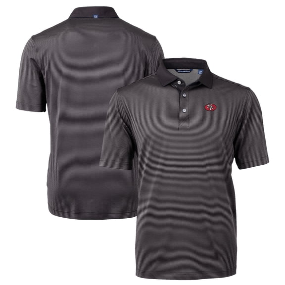 Men's Cutter & Buck Black San Francisco 49ers Big & Tall Virtue Eco Pique Micro Stripe Recycled Polo