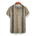 thumbnail image 3 of TKKCS Mens Vintage Bowling Shirts- Cuban Collar Lightweight Breathable Casual Short Sleeve Beach Vacation Button Down Shirts Khaki Size 3XL, 3 of 5