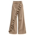 thumbnail image 6 of Mutghys Corduroy Pants Women Button Asymmetric Ruffle High Waisted Wide Leg Pants with Pockets Vacation Shopping Winter Warm Comfy Casual Pants S-2XL, 6 of 6
