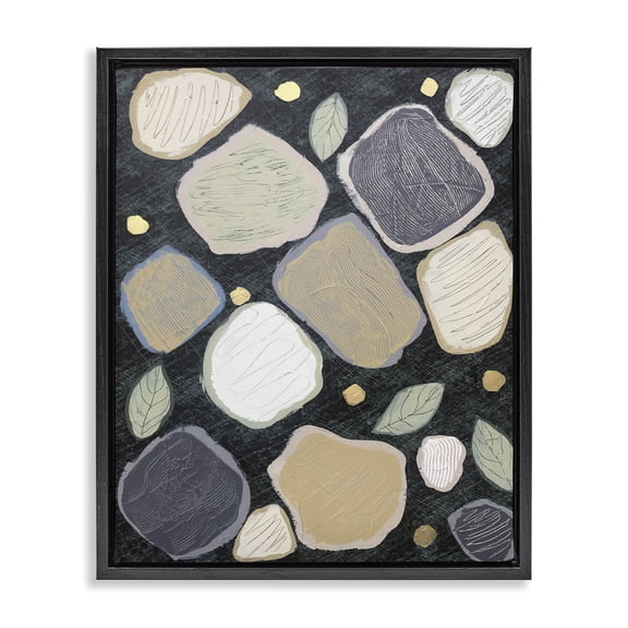Stupell Industries Eclectic Patterned Nature Shapes Black Floating Frame Canvas Art, 25 x 31, by Jade Reynolds