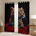 thumbnail image 2 of Leopard Windows Drapes Block 30%-50% Light,Cheetah Rose Flower Home Decor Curtains for Living Room,Red Geometric Honeycomb Window Drapes 38Wx54L Inches Set of 2 Panels, 2 of 6