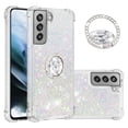 thumbnail image 1 of Funda para Samsung Galaxy S21 FE 5G con Brillo Líquido Flotante, Purpurina, Parachoques y Anillo Giratorio Soporte, 1 of 5