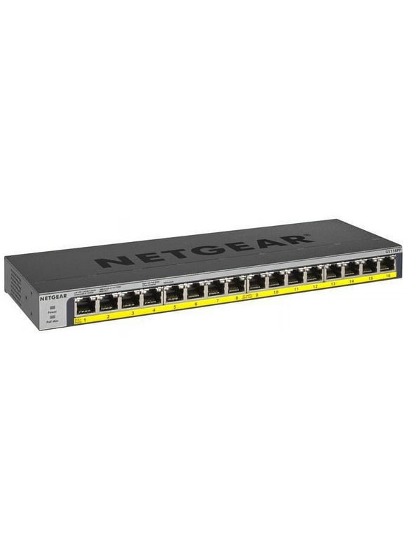 NETGEAR 16-Port PoE/PoE+ Gigabit Ethernet Unmanaged Switch with 183W PoE Budget (GS116PP)