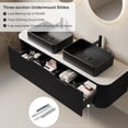 thumbnail image 5 of 60" Floating Bathroom Vanity with Double Sink, Modern Bathroom Vanities with Marble Countertop and Rectangular Ceramic Sink, Soft-Close Design, Natural Solid Wood Cabinet, Pre-Assembled, Gloss Black, 5 of 7