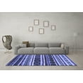 thumbnail image 3 of Ahgly Company Machine Washable Indoor Round Oriental Blue Industrial Area Rugs, 3' Round, 3 of 4