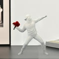 thumbnail image 6 of Resin Flower Thrower Statues war Theme Sculptures Home Decoration Accessories Modern Ornaments Figurine Collection - White, 6 of 7